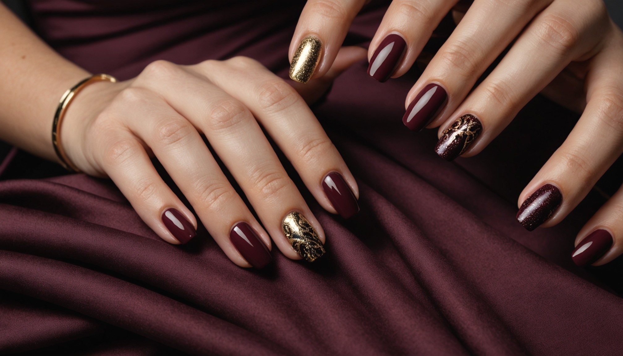 jakie paznokcie do bordowej sukienki 3